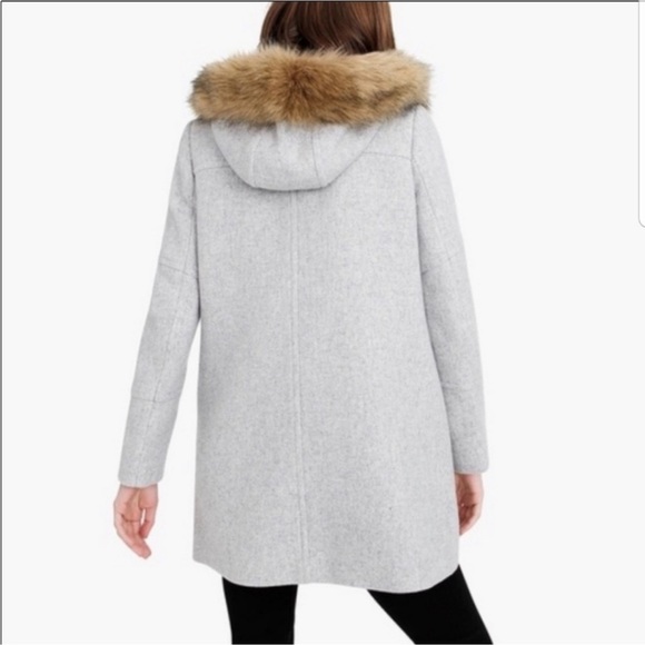 J. Crew Coat Wool Chateau Parka Gray Hooded Italian Stadium Cloth NELLO GORI 2 - Picture 4 of 16